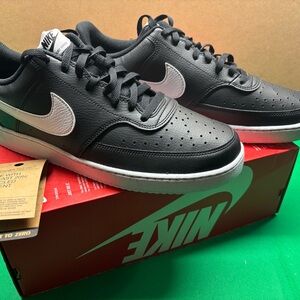 Nike Court Vision Men's Black and White Low-Top Sneakers Brand New
